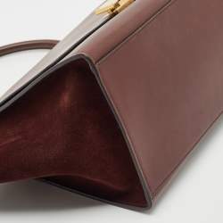 Celine Burgundy Leather and Suede Medium Trapeze Top Handle Bag