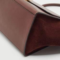 Celine Burgundy Leather and Suede Medium Trapeze Top Handle Bag