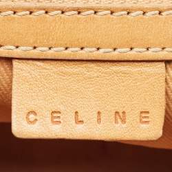 Celine Navy Blue/Brown Macadam Canvas and Leather Boat Shoulder Bag