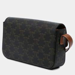 Celine Brown Triomphe Coated Canvas Claude Shoulder Bag