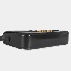 Pre Owned Celine Black Shiny Calfskin Triomphe Shoulder bag