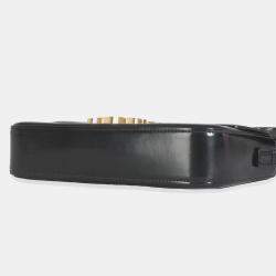 Pre Owned Celine Black Shiny Calfskin Triomphe Shoulder bag