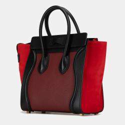 Celine Red Tricolor Calfskin MicroLuggage Tote