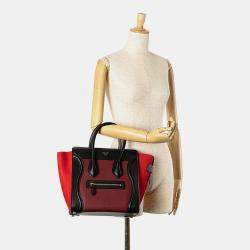 Celine Red Tricolor Calfskin MicroLuggage Tote