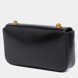 Celine Black Shiny Calfskin Claude Chain Shoulder Bag