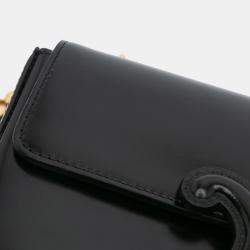 Celine Black Shiny Calfskin Claude Chain Shoulder Bag