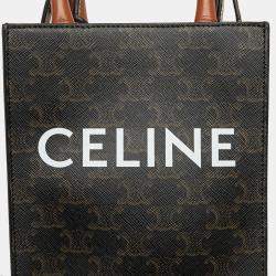 Celine Brown Mini Triomphe Coated Canvas Vertical Cabas Satchel