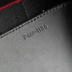 Celine Black Red Mini Felt and Calfskin Belt Satchel
