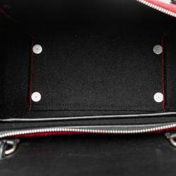 Celine Black Red Mini Felt and Calfskin Belt Satchel
