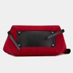 Celine Black Red Mini Felt and Calfskin Belt Satchel