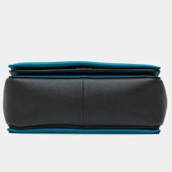 Celine Black Blue Leather Frame Shoulder Bag