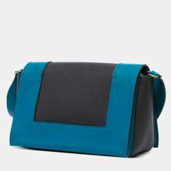 Celine Black Blue Leather Frame Shoulder Bag