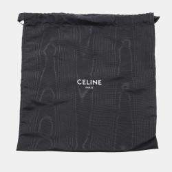 Celine Teen Drawstring Handbag White/Black/Brown Cotton Calf Leather