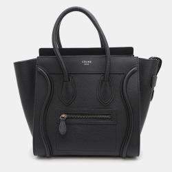 Celine Black Leather Luggage Micro Tote Bag