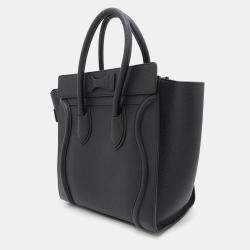 Celine Black Leather Luggage Micro Tote Bag