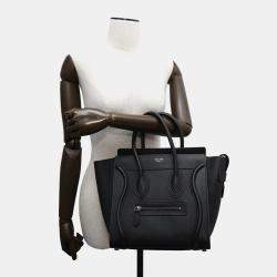 Celine Black Leather Luggage Micro Tote Bag
