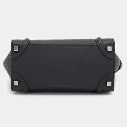 Celine Black Leather Luggage Micro Tote Bag