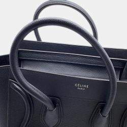 Celine Black Leather Luggage Micro Tote Bag