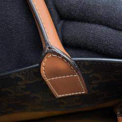 Celine Triomphe Vertical Hippo Tan Pvc Coated Canvas Leather Size Small