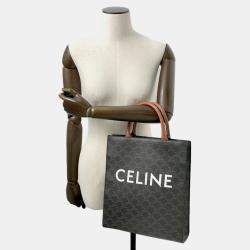 Celine Triomphe Vertical Hippo Tan Pvc Coated Canvas Leather Size Small