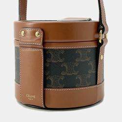 Celine Tan PVC Coated Canvas and Leather Triomphe Tambour Small Shoulder Bag