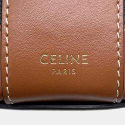 Celine Tan PVC Coated Canvas and Leather Triomphe Tambour Small Shoulder Bag