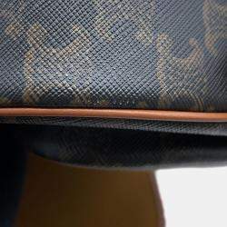 Celine Tan PVC Coated Canvas and Leather Triomphe Folco Medium Shoulder Bag