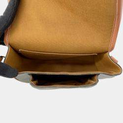 Celine Tan PVC Coated Canvas and Leather Triomphe Folco Medium Shoulder Bag