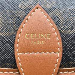 Celine Tan PVC Coated Canvas and Leather Triomphe Folco Medium Shoulder Bag