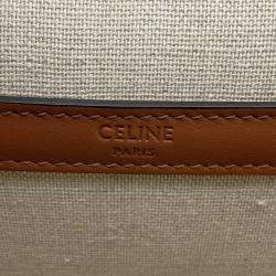 Celine Blue, White, and Brown Canvas and Leather Striped Folco Medium Shoulder Bag