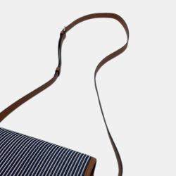 Celine Blue, White, and Brown Canvas and Leather Striped Folco Medium Shoulder Bag