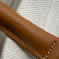 Celine White and Brown Canvas and Leather Horizontal Cabas Tote Bag