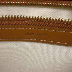 Celine White and Brown Canvas and Leather Horizontal Cabas Tote Bag
