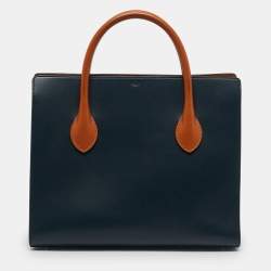 Celine Navy Blue/Brown Leather Boxy Tote