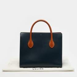 Celine Navy Blue/Brown Leather Boxy Tote