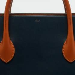 Celine Navy Blue/Brown Leather Boxy Tote