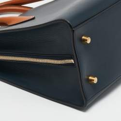 Celine Navy Blue/Brown Leather Boxy Tote
