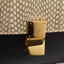 Celine Black/Off White Python and Leather Medium Classic Box Shoulder Bag