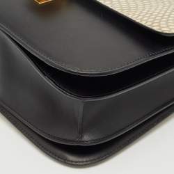 Celine Black/Off White Python and Leather Medium Classic Box Shoulder Bag