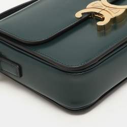 Celine Dark Green Leather Teen Triomphe Shoulder Bag