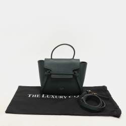 Celine Green Leather Pico Belt Top Handle Bag