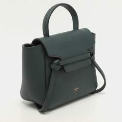 Celine Green Leather Pico Belt Top Handle Bag