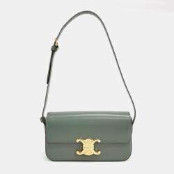 Celine Green Leather Triumph shoulder bag