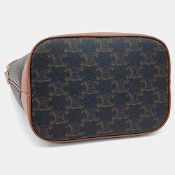Celine Brown Canvas and Leather Triumph Bucket Small Bag