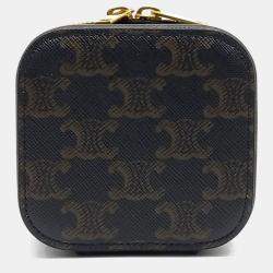 Celine Black Brown Canvas and Leather Triumph Mini Vanity Case