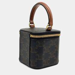 Celine Black Brown Canvas and Leather Triumph Mini Vanity Case