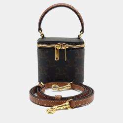 Celine Black Brown Canvas and Leather Triumph Mini Vanity Case