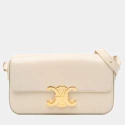 Celine Beige Triomphe Leather Claude Shoulder Bag