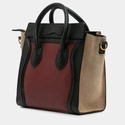 Celine Multicolor Red Nano Tricolor Leather Luggage Tote