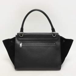 Celine Black Leather and Suede Medium Trapeze Top Handle Bag